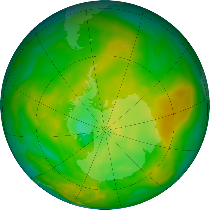 Antarctic ozone map for 07 December 1981